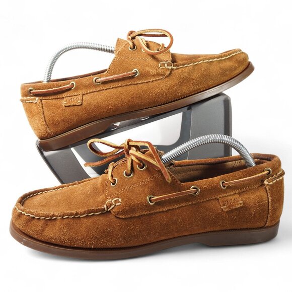 Polo Ralph Lauren Bienne II Moc Toe Boat Style Suede Loafers Men's 10D Brown - Picture 1 of 11